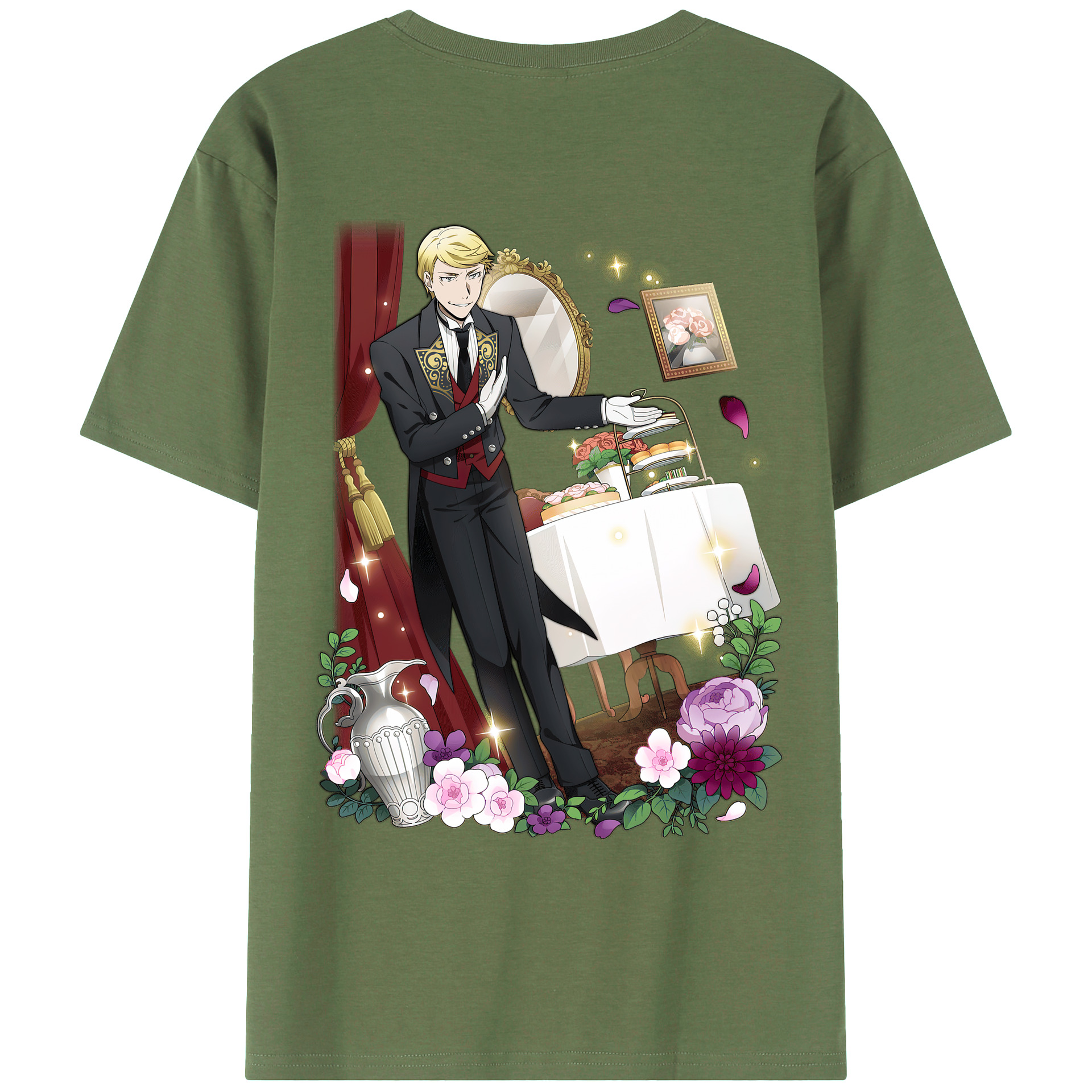 （画像用） 文豪ストレイドッグス Bungo Stray Dogs 綿100％ メンズ半袖Tシャツ（バックプリント） 通気性